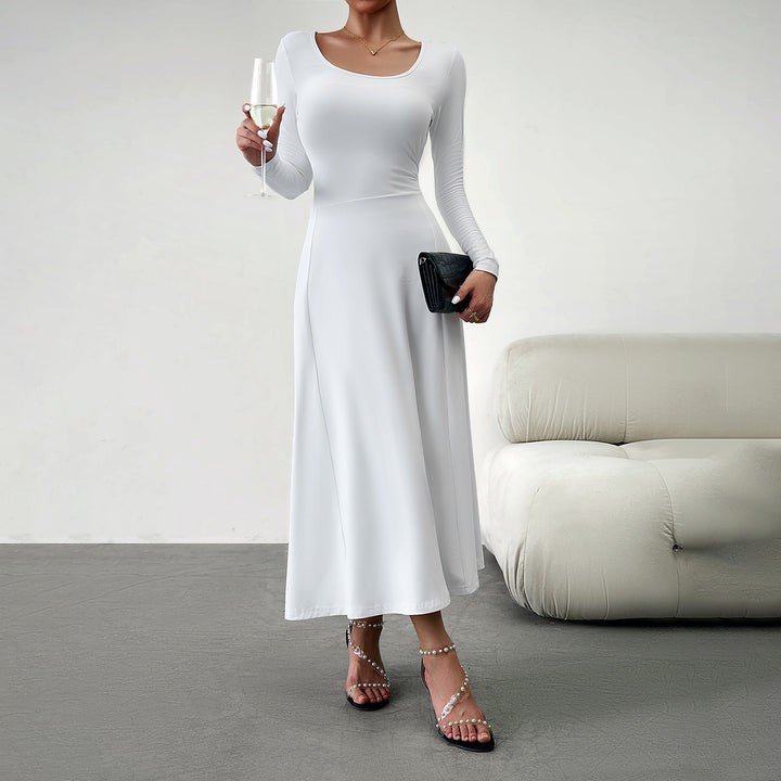 Women's Fashionable Elegant Waist-controlled Long Sleeves Dress-Lady Dresses-Zishirts