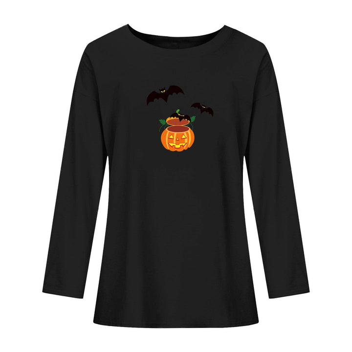 Halloween Bat Printed Crew Neck Top-Blouses & Shirts-Zishirts