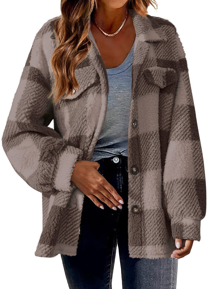 Women's Fashion Jacket Button Plush Coat-Women's Outerwear 2023-Zishirts