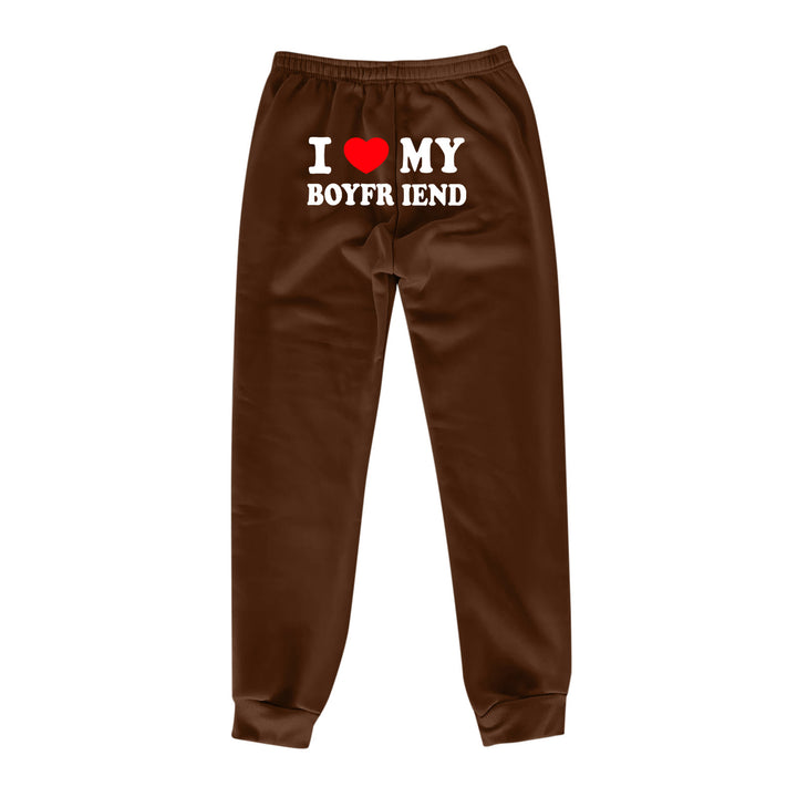 I Love MY BOYFRIEND Printed Trousers Casual Sweatpants Men And Women Sports Pants-Women's Outerwear 2023-Zishirts