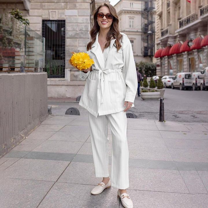 Women's Fashion Casual Striped Suit Pants Suit-Suits & Sets-Zishirts