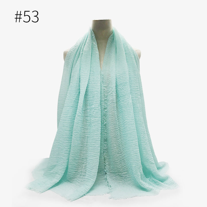 Monochrome Split Wrinkle Scarf Women's Toe Cap Shawl-Scarves & Wraps-Zishirts