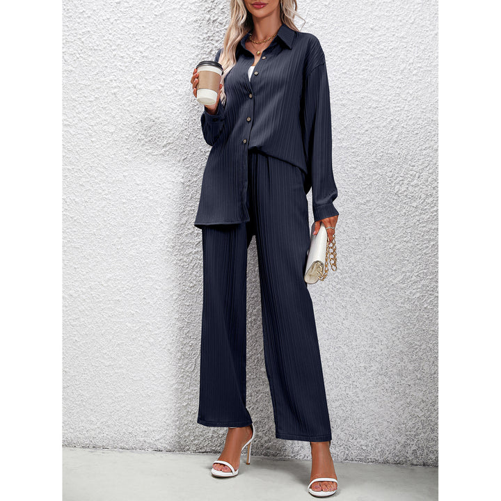 Women's Fashion Loose Shirt High Waist Pants Two-piece Set-Suits & Sets-Zishirts