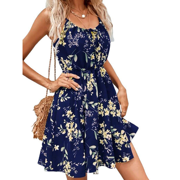 Elegant Sleeveless Dress Pullover Print Elastic Waist-Lady Dresses-Zishirts