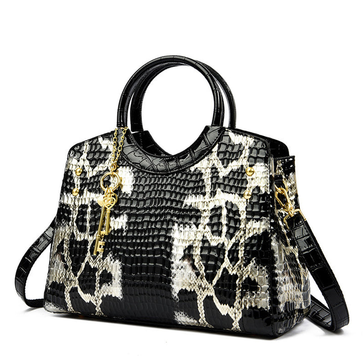 Retro Fashion Snakeskin Pattern Portable Big Bag-Women's Bags-Zishirts