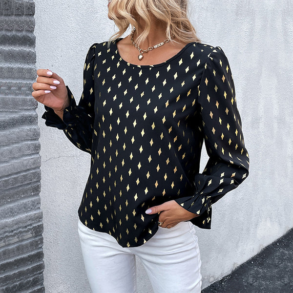 Commuter Bronzing Shirt Women's Long-sleeved Shirt-Blouses & Shirts-Zishirts