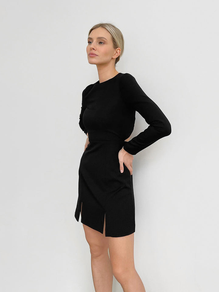 Women's Fashion Casual Slim Solid Color Long Sleeve Dress-Lady Dresses-Zishirts