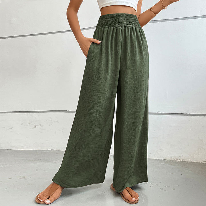 Foreign Trade Trousers Autumn New Casual Elastic Pocket Wide Leg Pants-Suits & Sets-Zishirts