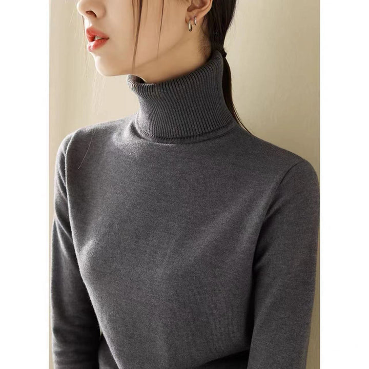 Women's Fashion Loose And Slimming Turtleneck Long Sleeve Knitted Bottoming Shirt Knitwear-Women's Outerwear 2023-Zishirts