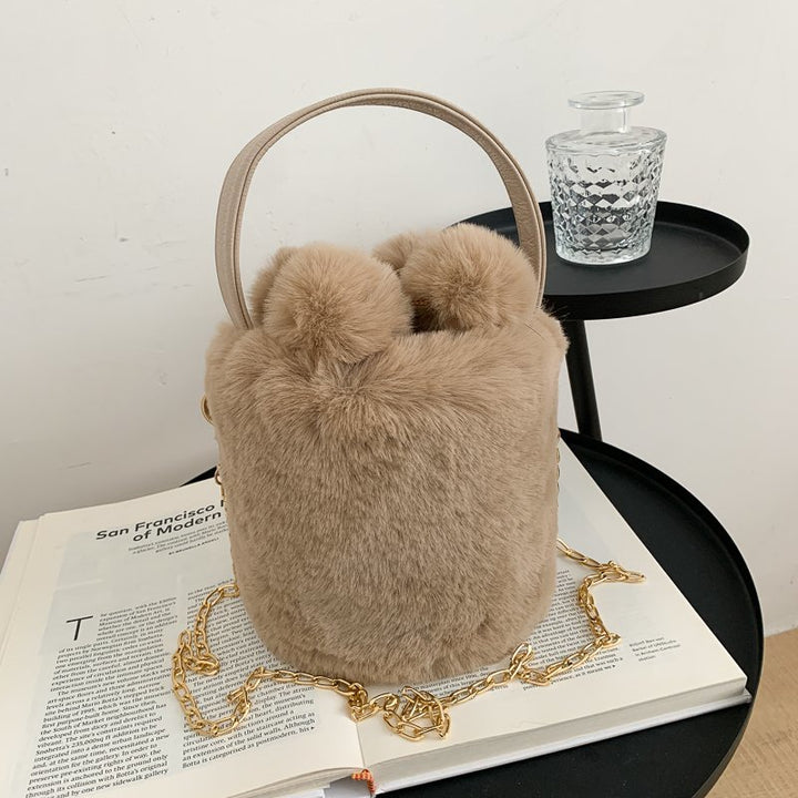 Women's Fashion Drawstring Anti-theft Fur Ball Shoulder Crossbody Bag-Women's Bags-Zishirts