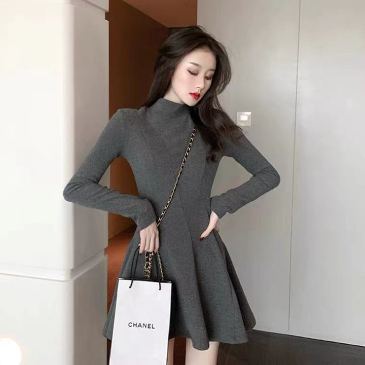 Autumn And Winter Half-high Collar Waist Trimming Short Coat Inner Wear Dress High-grade Bottoming Ladies-Women's Outerwear 2023-Zishirts