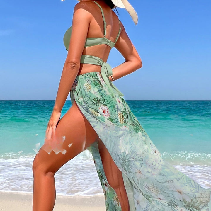 Fashion Printed Bikini Three-piece Suit-0-Zishirts