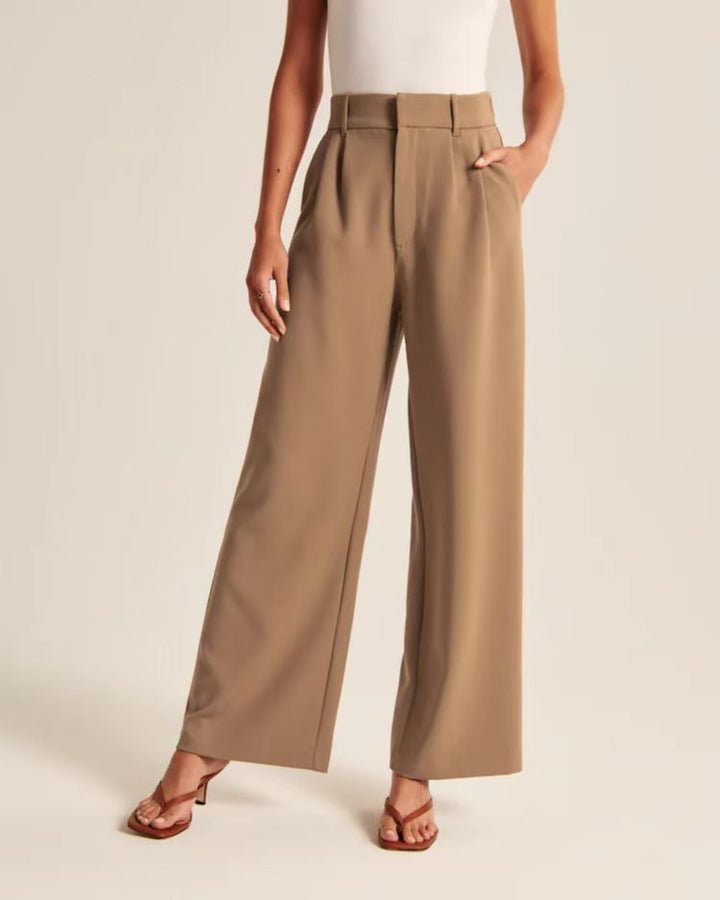 High Waist Wide Leg Pants Versatile Belt-Suits & Sets-Zishirts