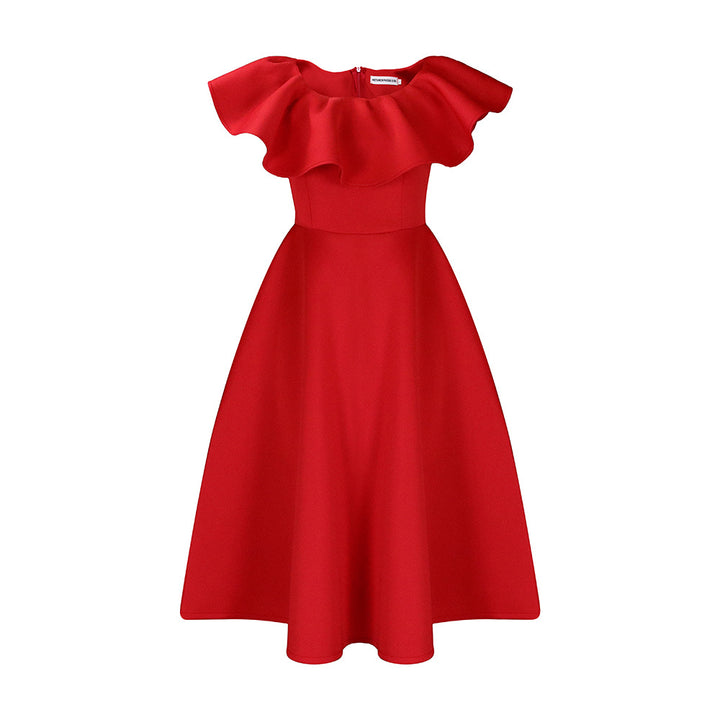 Elegant Ruffle Large Dress-Lady Dresses-Zishirts