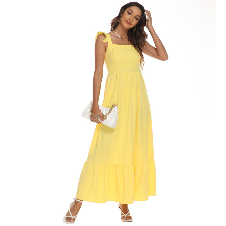 Summer Women's Bright Yellow Dress-Womens 2024 March-Zishirts