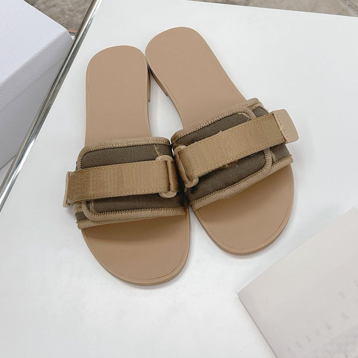 Velcro Sandals For Women With Flat Bottoms, Casual And Versatile Outerwear Strap-Womens Footwear-Zishirts