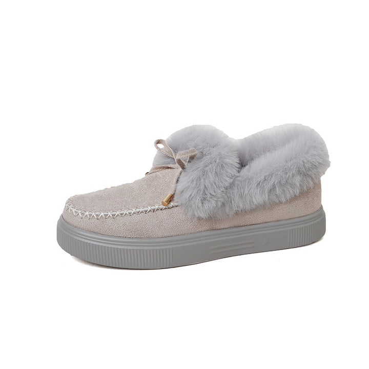 Women's Fashion Casual Round Head Thick Bottom Fluffy Cotton Shoes-Womens Footwear-Zishirts