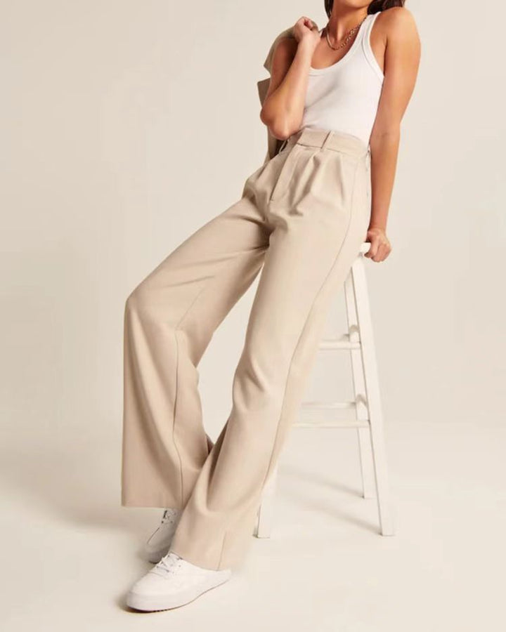 High Waist Wide Leg Pants Versatile Belt-Suits & Sets-Zishirts