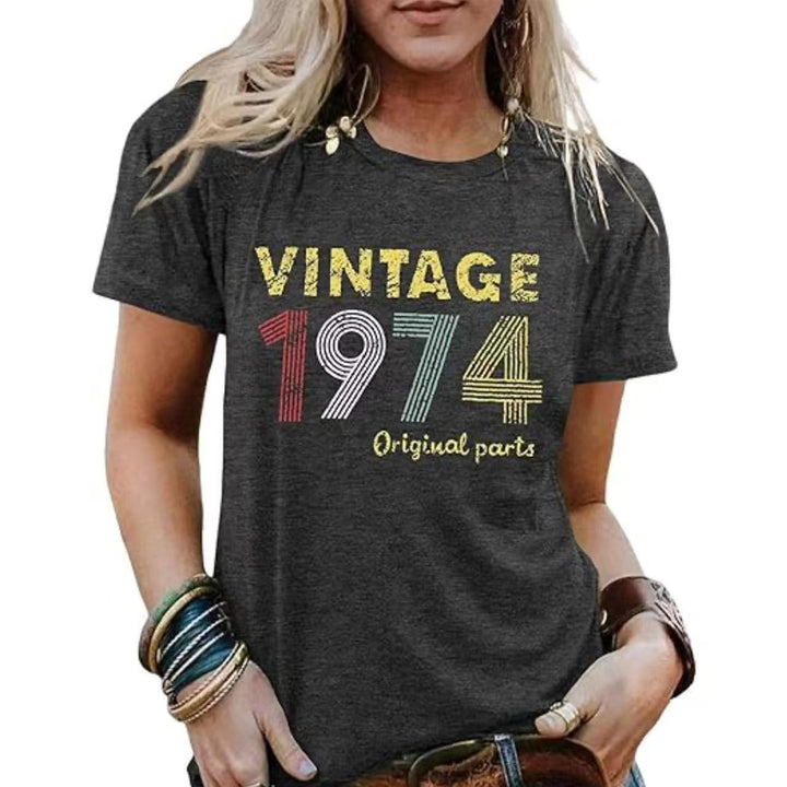 Vintage Women's Letter Vintage Print Party Top-Womens 2024 March-Zishirts