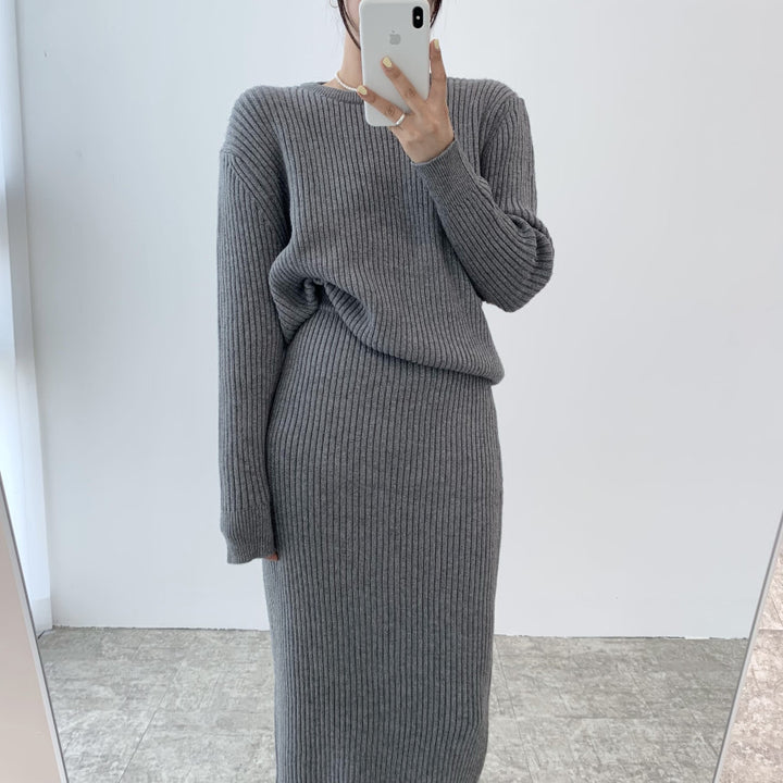 Temperament Leisure Suit Women's New Autumn And Winter Sweaters Sheath Dress Two-piece Set-Womens 2024 March-Zishirts