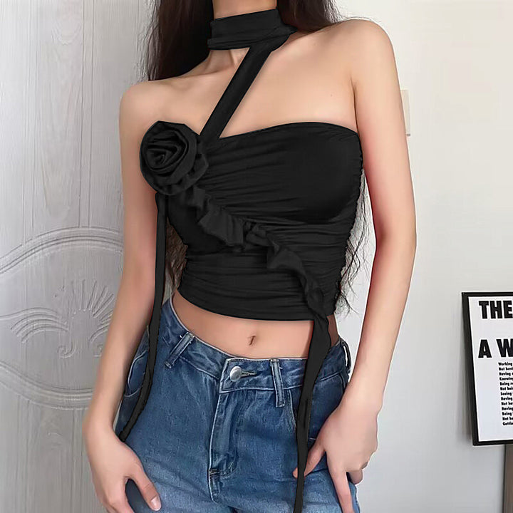 Flower Pleated Scarf Floating Top For Women-Women's Outerwear 2023-Zishirts