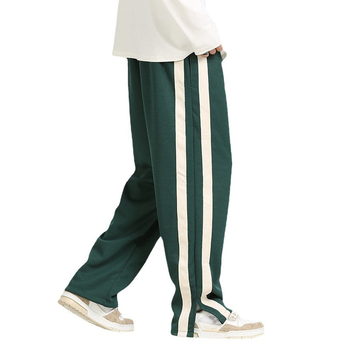 Straight Loose Striped Pendant Wide Leg Mop Pants-Women's Outerwear 2023-Zishirts