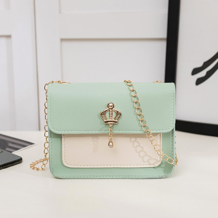 Women's Contrast Color Crown Ornaments Small Square Bag-Women's Bags-Zishirts