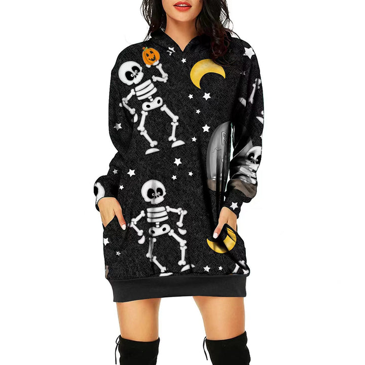 Women's Halloween Theme Positioning Print Dress-Lady Dresses-Zishirts