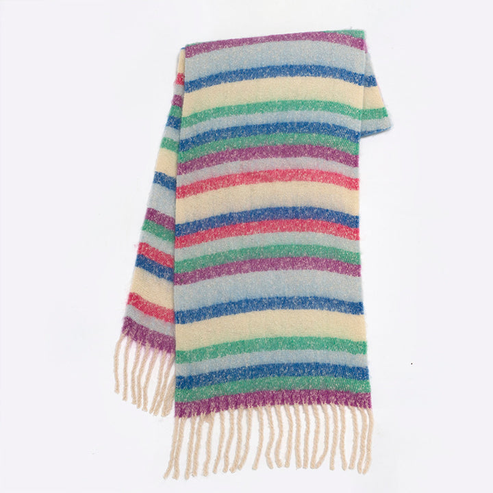 Rainbow Color-blocking Striped Soft Scarf-Scarves & Wraps-Zishirts