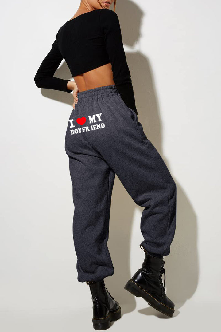 I Love MY BOYFRIEND Printed Trousers Casual Sweatpants Men And Women Sports Pants-Women's Outerwear 2023-Zishirts