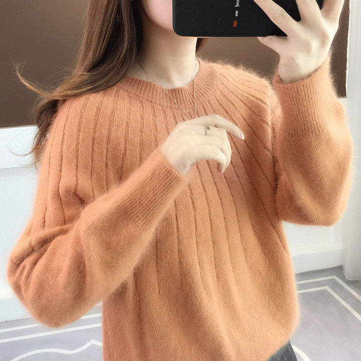 Women's Sweater Solid Color Short Pullover Round Neck-Women's Outerwear 2023-Zishirts