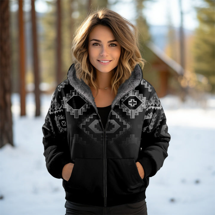 3D Women's Hooded Zipped Cotton-padded Jacket-Women's Outerwear 2023-Zishirts