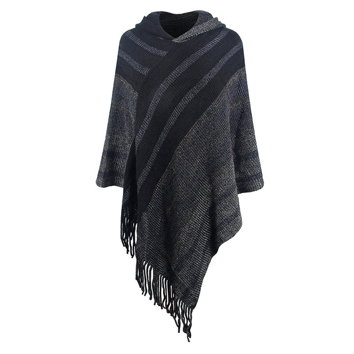 Knitted Tassel Shawl Cape Women-Scarves & Wraps-Zishirts