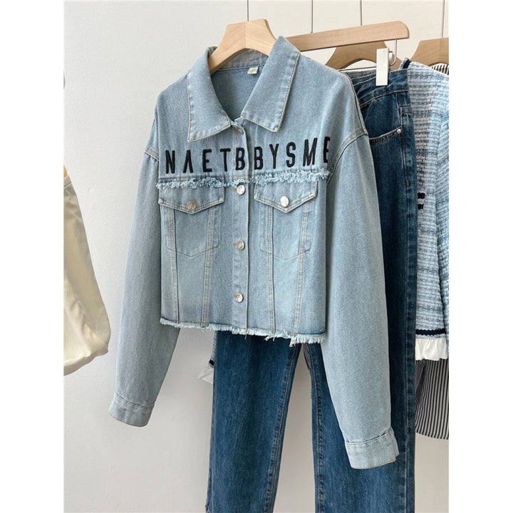 Niche Set Crowd Sense Letter Denim Coat-Jackets-Zishirts