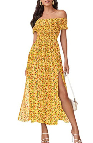 Women's Fashion Casual Bohemian Floral Print Dress-Lady Dresses-Zishirts