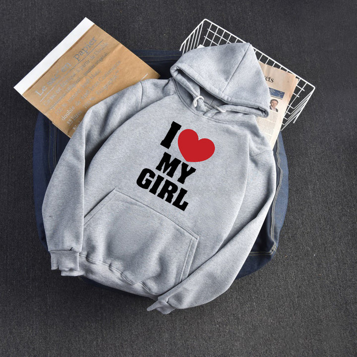 Love Letter Print Long Sleeve Hooded Hoodie-Women's Outerwear 2023-Zishirts