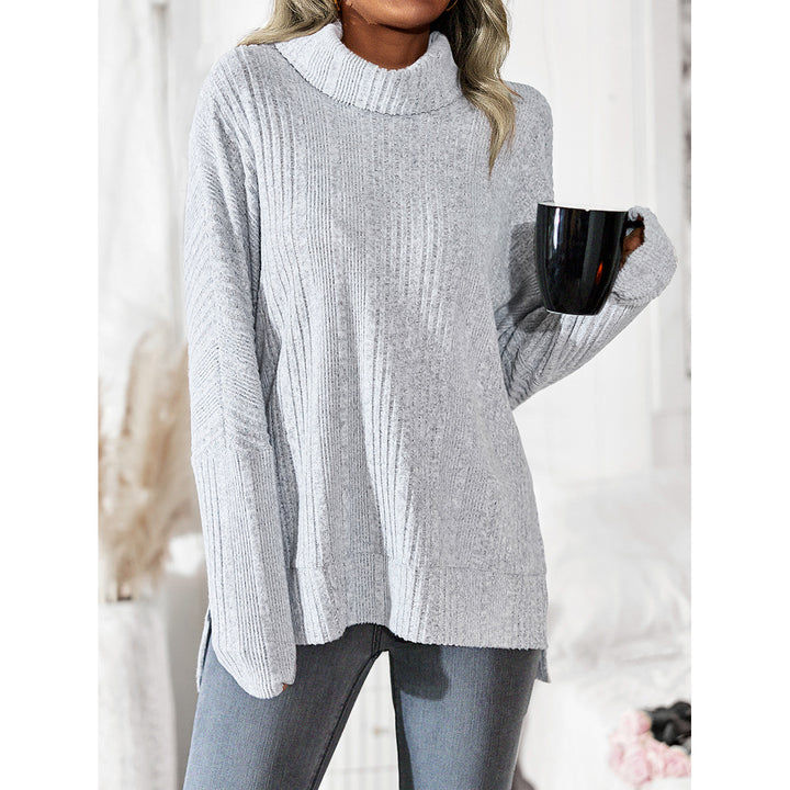 Women's Fashion Casual Turtleneck Fleece Knitted Long-sleeved Top-Blouses & Shirts-Zishirts