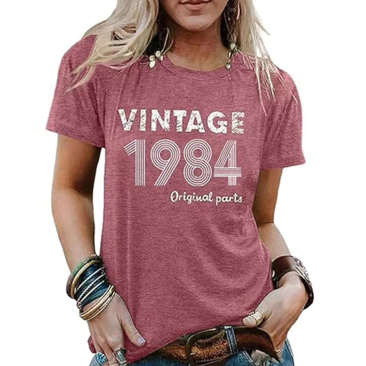 Vintage 1984 Women's Letter Print Party Top-Womens 2024 March-Zishirts