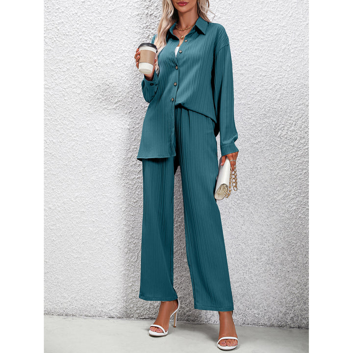 Women's Fashion Loose Shirt High Waist Pants Two-piece Set-Suits & Sets-Zishirts