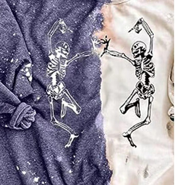 Women's V-neck Lace-up Dress Halloween Skull Print-Lady Dresses-Zishirts