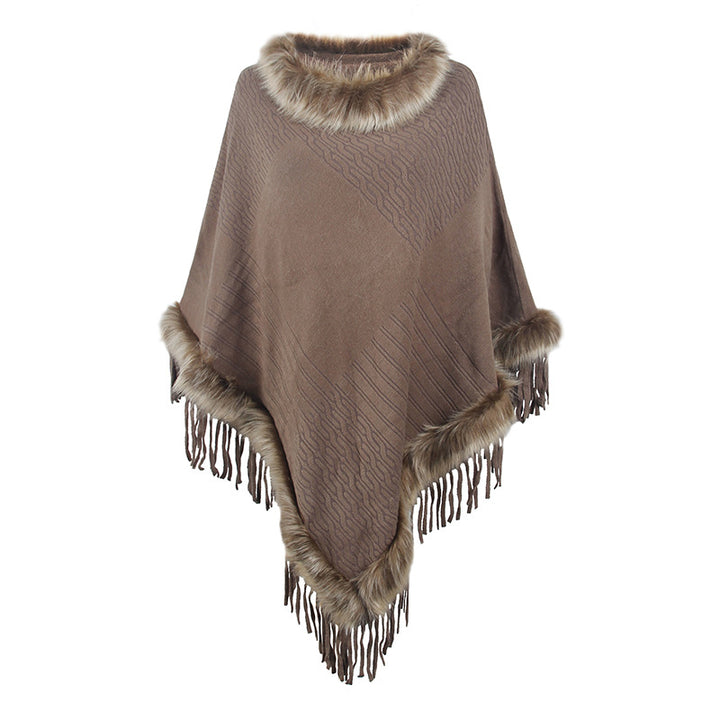 Mao Mao Yu Foreign Trade Knitted Tassel Cloak For Women-Scarves & Wraps-Zishirts