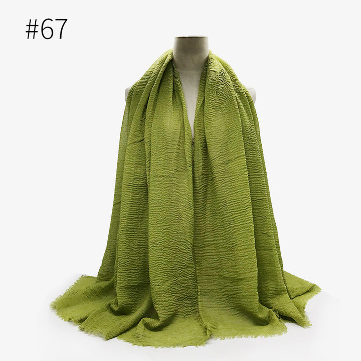 Monochrome Split Wrinkle Scarf Women's Toe Cap Shawl-Scarves & Wraps-Zishirts