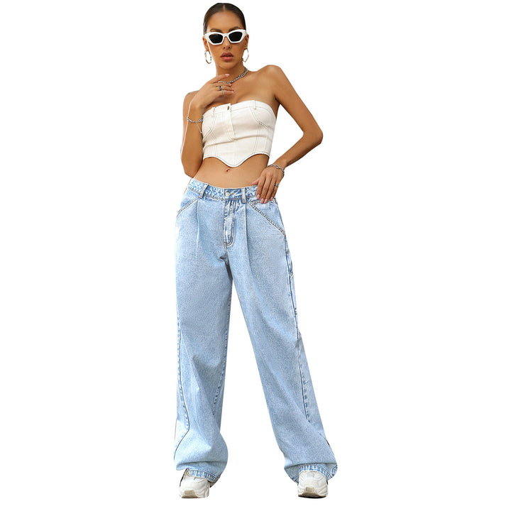 Women's Fashion Trendy High Waist Loose Denim Trousers-0-Zishirts