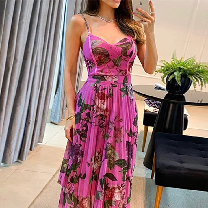 European And American High Fashion Plant Printed Sexy Home Dress-Womens 2024 March-Zishirts