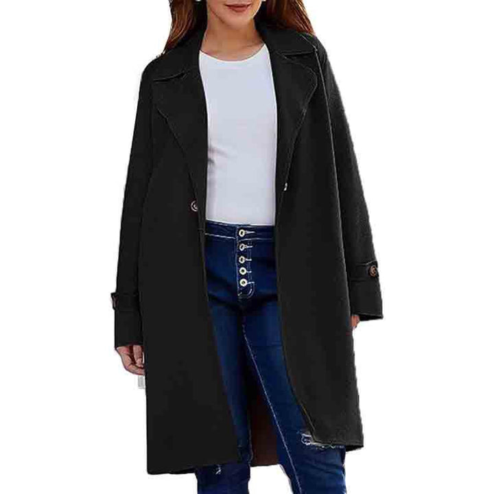 Long Sleeve Lapel Button Baggy Coat Women-Jackets-Zishirts