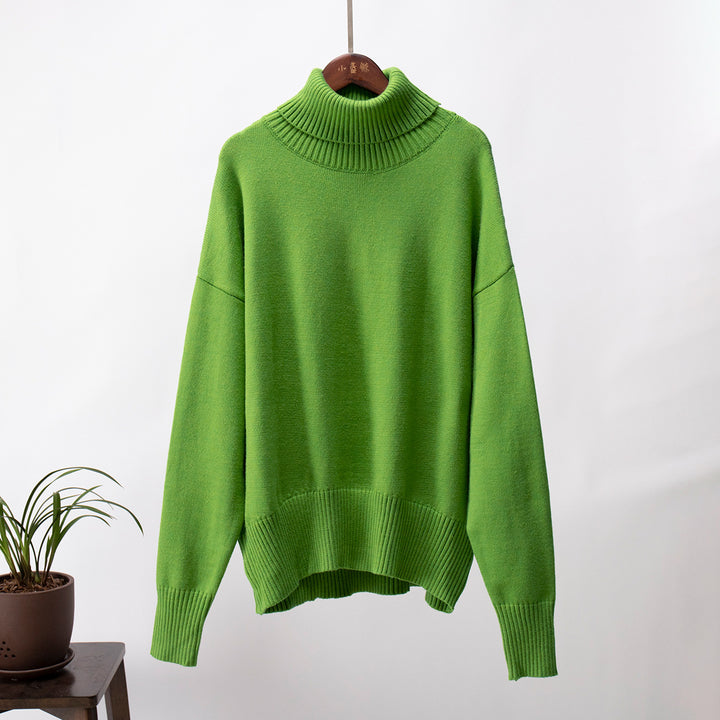 Women's Fashionable All-match Solid Color Turtleneck Sweater-Sweaters-Zishirts