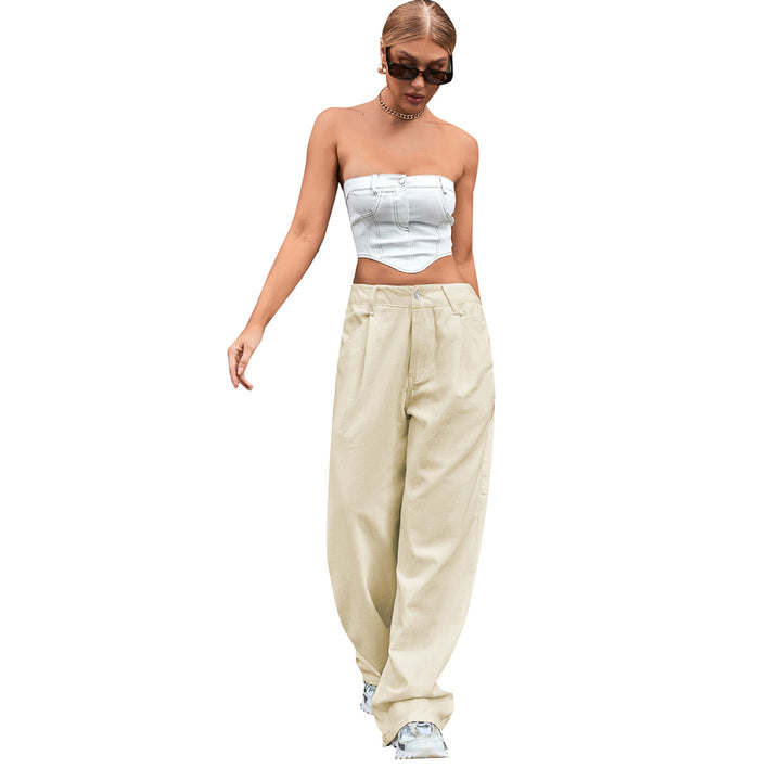 Women's Fashion Trendy High Waist Loose Denim Trousers-0-Zishirts