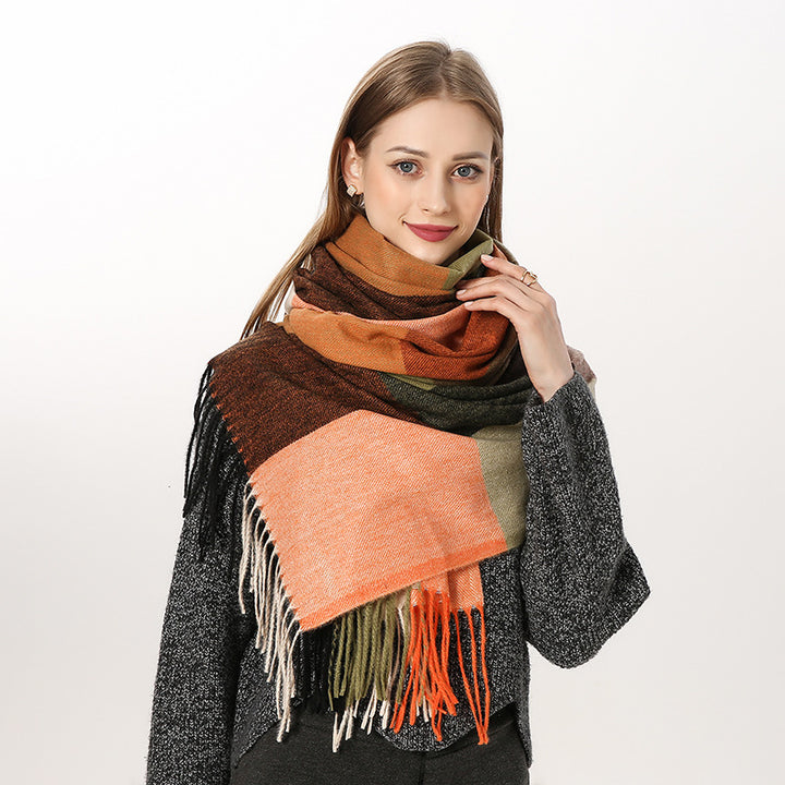 Women's Fashion Casual Cashmere Plaid Scarf-Scarves & Wraps-Zishirts