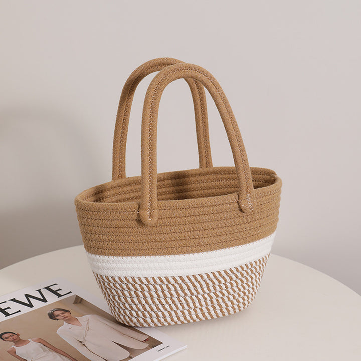 Women's Fashion Twist Hand-held Cotton Thread Woven Bag-Women's Bags-Zishirts