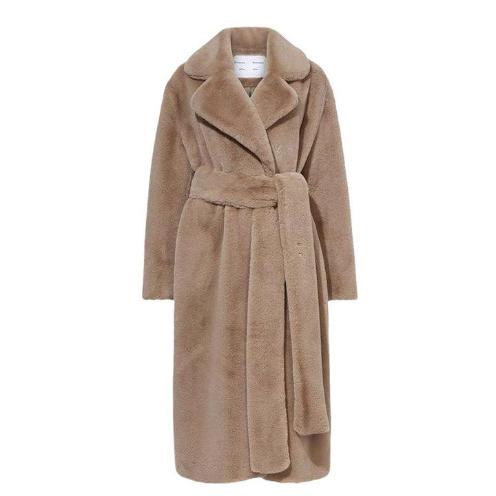 Long Rabbit Fur Mink Overcoat Thickened Fleece Coat-Jackets-Zishirts